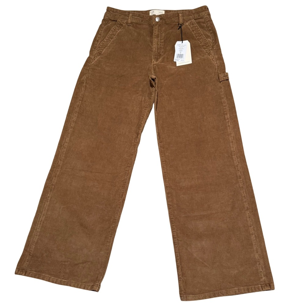 Current/Elliott The Painter Corduroy Pants Caramel Brown Wide Leg Stretch 31